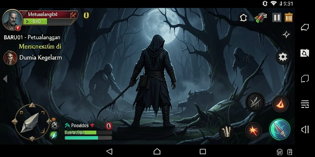 Tampilan gameplay menyeramkan dalam BARU01 yang penuh dengan misteri.