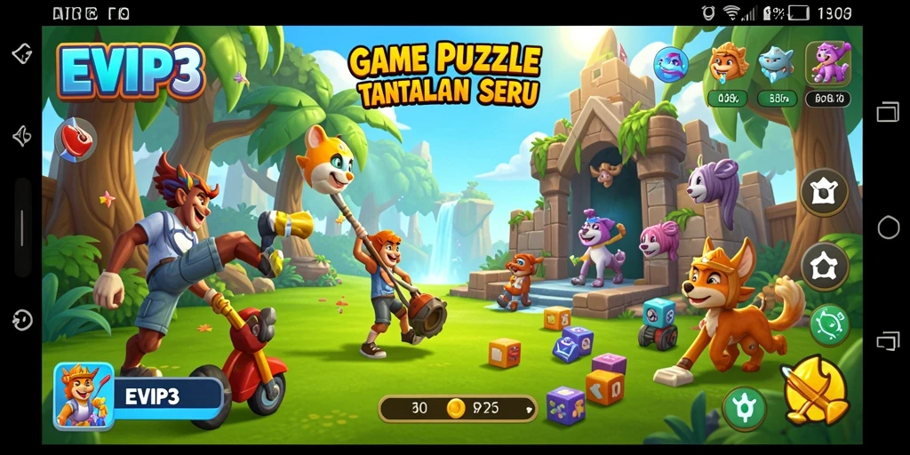 Tampilan gameplay seru dari EVIP3, menampilkan berbagai puzzle menarik.