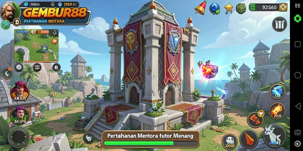 Screenshot gameplay menegangkan dari game Tower Defense GEMBUR88.