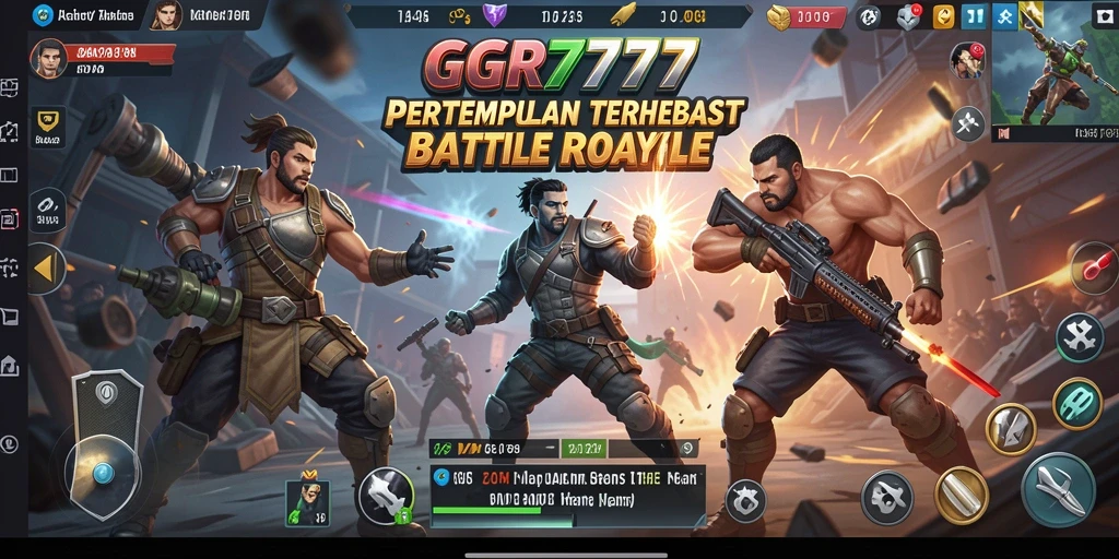 Screenshot gameplay GGR7777 dalam aksi pertempuran Battle Royale yang menegangkan.