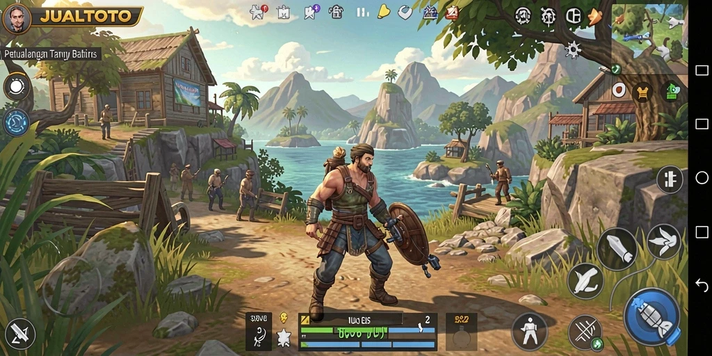 Tangkapan layar gameplay <strong>JUALTOTO</strong> menampilkan eksplorasi dunia terbuka yang penuh petualangan dan tantangan.