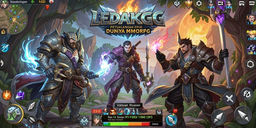 Screenshot menampilkan aksi seru dalam gameplay MMORPG LEDAKGG.