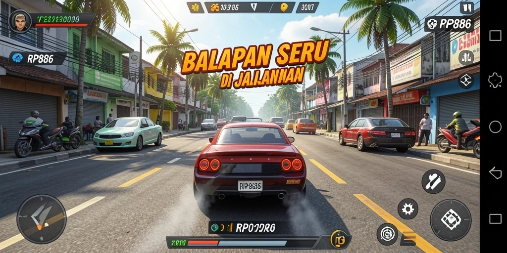 Gameplay menarik balapan jalanan di RP886.