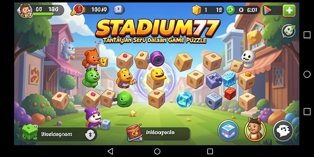 Tampilan gameplay STADIUM77 yang penuh warna dan menantang.