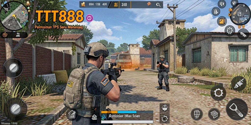 Screenshot utama TTT888 menunjukkan aksi gameplay TPS yang menegangkan.